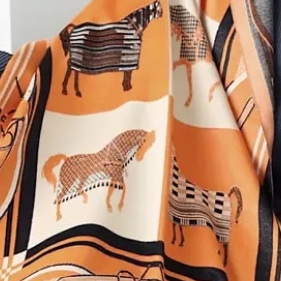 Reversible New Cashmere Western Horse Scarf Shawl Pashmina Blanket Wrap wFringe - Picture 2 of 6